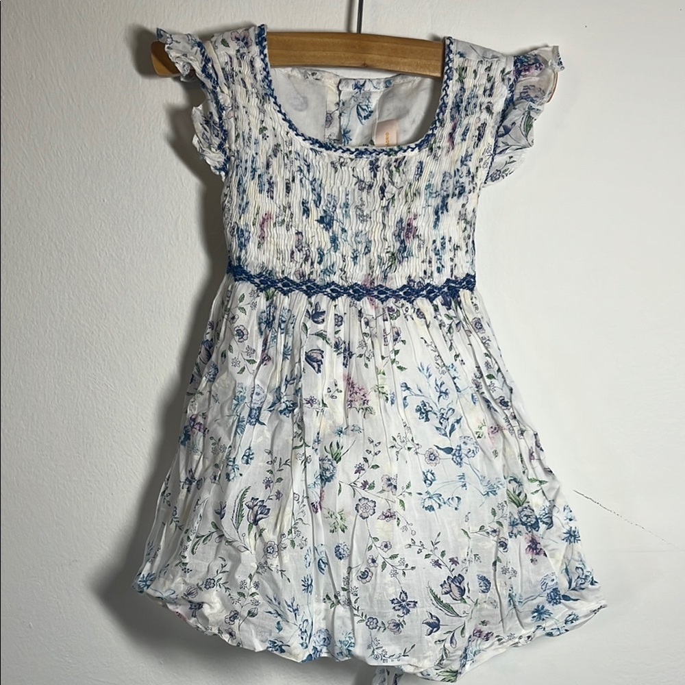 Vintage Bubu Madrid Spanish Embroidered Floral Ruffle Sleeve Dress